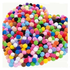 NWT 100pcs .6-inch Colored Soft Puff Balls Pom Poms Plush Balls Crafting Craft